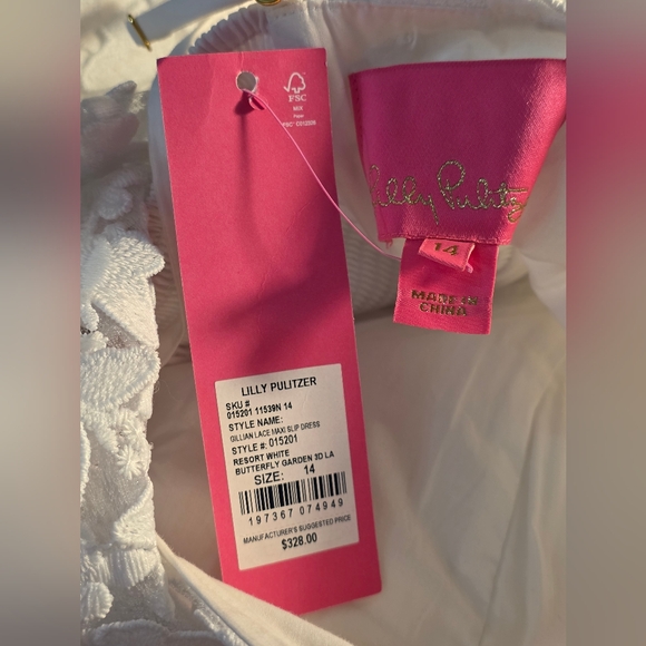 NWT Lilly Pulitzer Gillian Lace Maxi Slip Dress RESORT WHITE BUTTERFLY GARDEN 3D - Picture 11 of 16